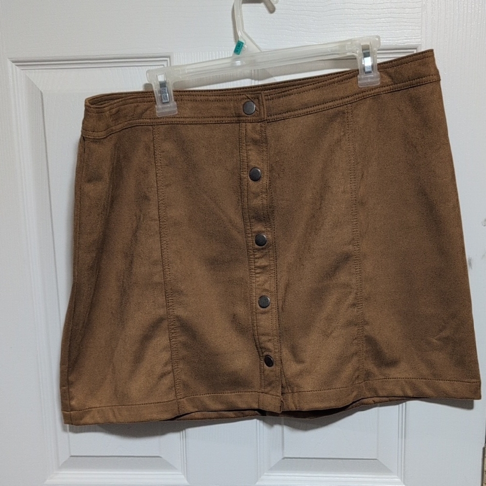 No Boundaries Tan Button-Front Mini Skirt